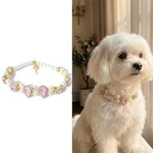 Pink Heart Pearl Pet Collar